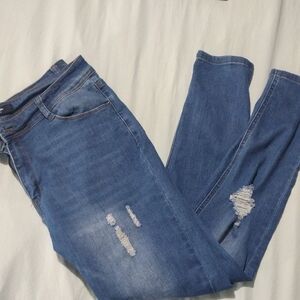 Classic Blue Distressed Women Jeans
